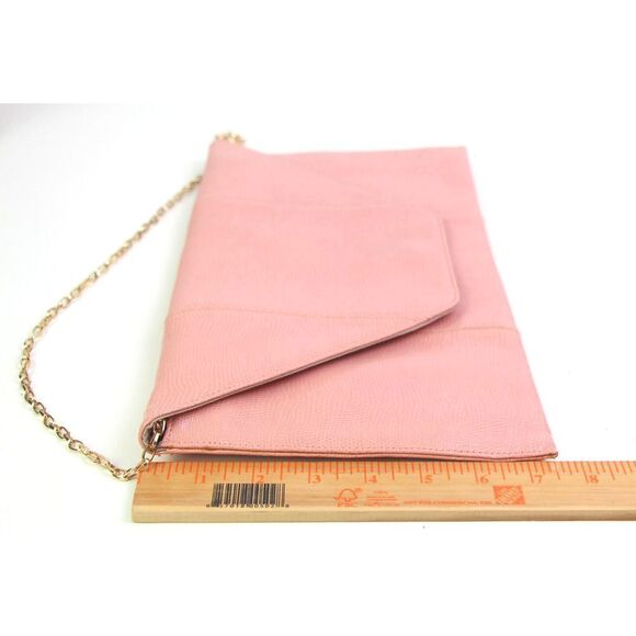 Halogen POWDER PINK REAL LEATHER CHAIN STRAP ENVELOP SHOULDER BAG HANDBAG CLUTCH - Picture 13 of 15